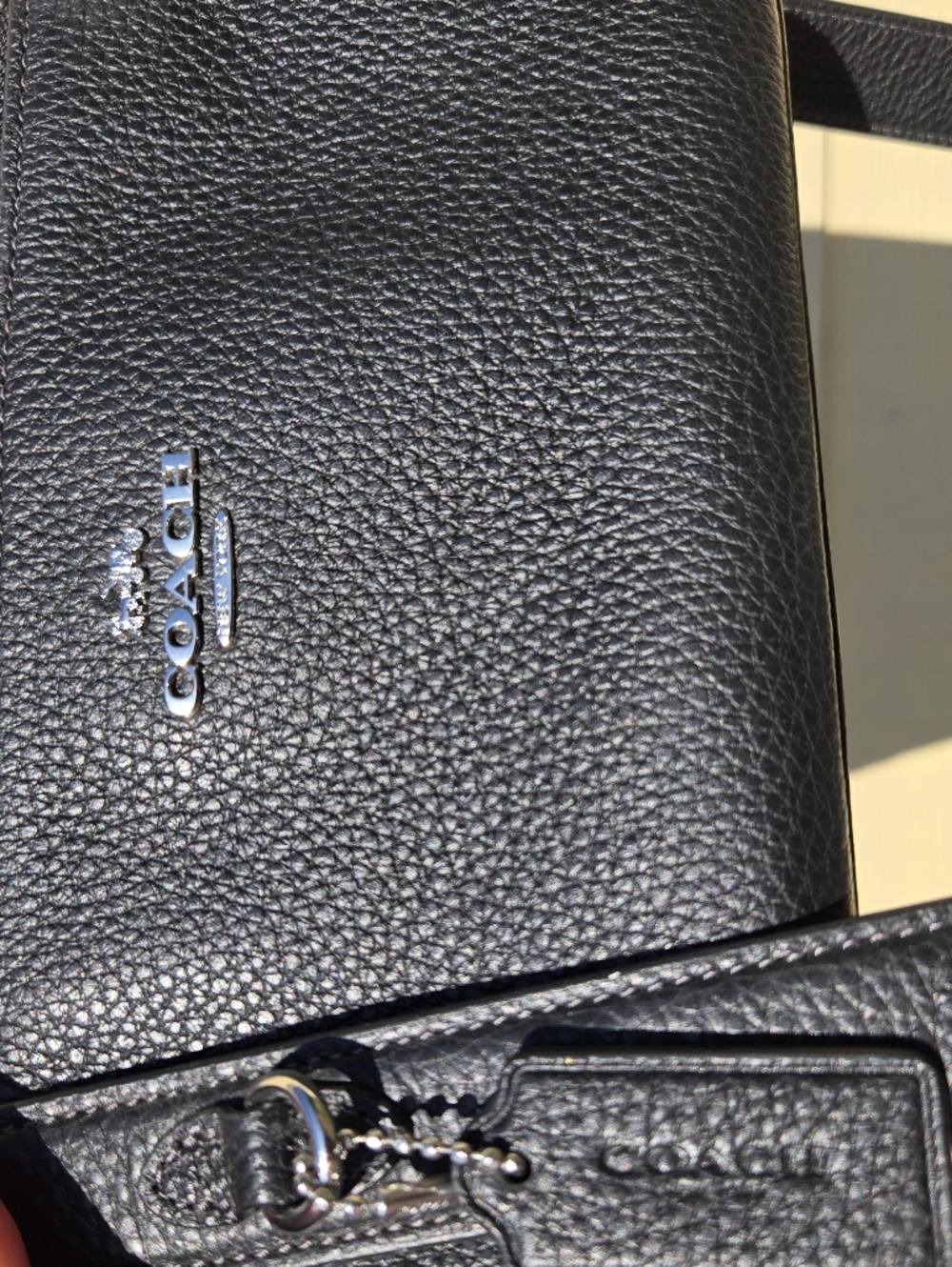 Coach Black Pebbled Leather Double Zip Crossbody - Picture 8 of 10